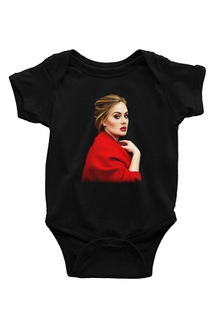 Adele Baskılı Siyah Bebek Body - Zıbın