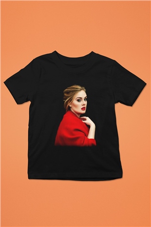 Adele Baskılı Siyah Unisex Çocuk Tişört