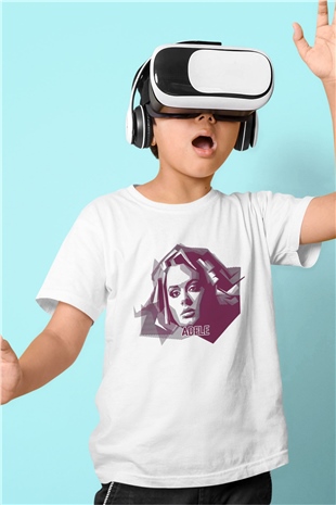 Adele Beyaz Unisex Çocuk Tişört