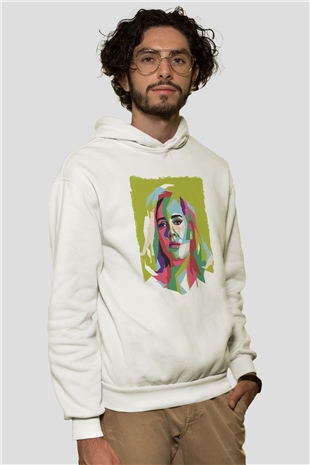 Adele Beyaz Unisex Kapüşonlu Sweatshirt