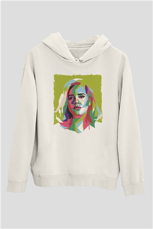 Adele Beyaz Unisex Kapüşonlu Sweatshirt