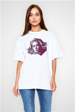 Adele Beyaz Oversize Tişört Oversize T-shirt - TişörtFabrikası