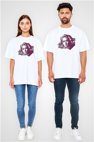 Adele Beyaz Oversize Tişört Oversize T-shirt - TişörtFabrikası