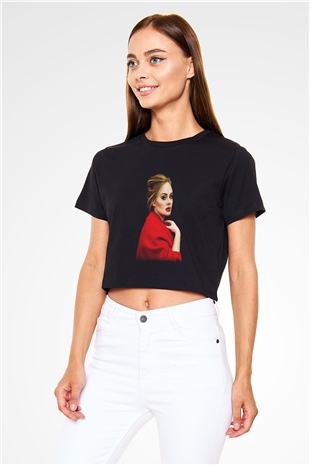 Adele Siyah Crop Top Tişört