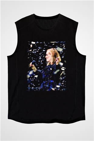 Adele Siyah Unisex Kolsuz Tişört