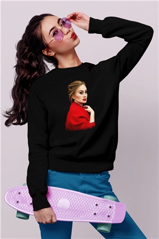 Adele Siyah Unisex Sweatshirt