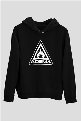 Adema Baskılı Unisex Siyah Hoodie