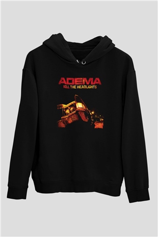 Adema Baskılı Unisex Siyah Hoodie