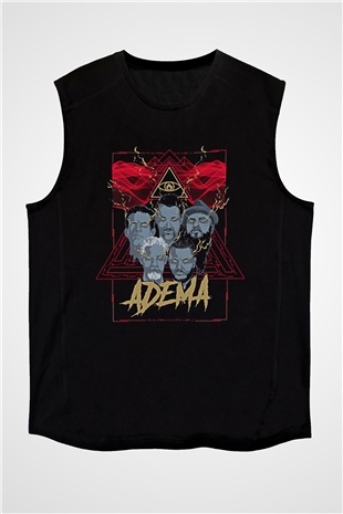 Adema Baskılı Unisex Siyah Kolsuz Tişört - Tshirt