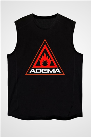 Adema Baskılı Unisex Siyah Kolsuz Tişört - Tshirt