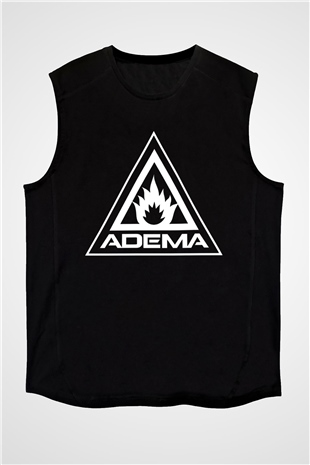 Adema Baskılı Unisex Siyah Kolsuz Tişört - Tshirt