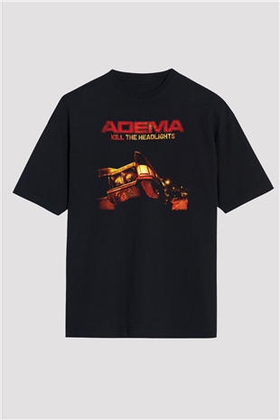 Adema Baskılı Unisex Siyah Oversize Tişört - Tshirt
