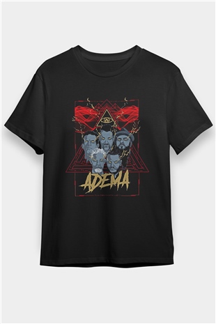 Adema Baskılı Unisex Siyah Tişört - Tshirt