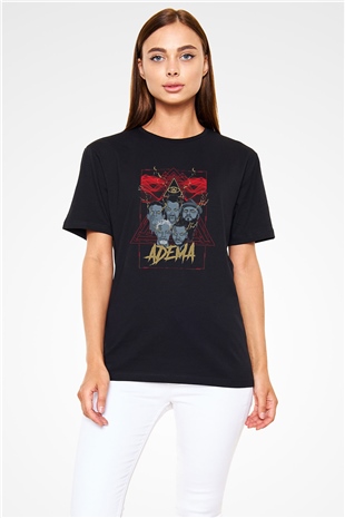 Adema Baskılı Unisex Siyah Tişört - Tshirt