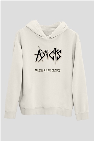 Adicts Baskılı Unisex Beyaz Hoodie