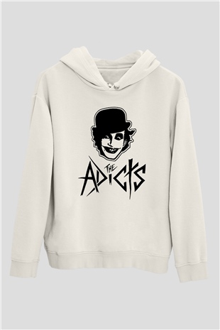 Adicts Baskılı Unisex Beyaz Hoodie