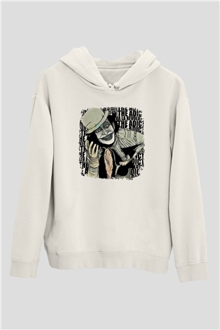Adicts Baskılı Unisex Beyaz Hoodie