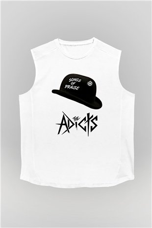 Adicts Baskılı Unisex Beyaz Kolsuz Tişört