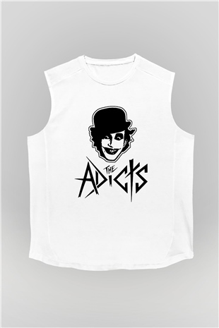 Adicts Baskılı Unisex Beyaz Kolsuz Tişört