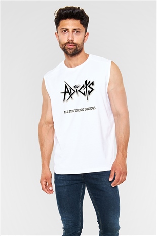 Adicts Baskılı Unisex Beyaz Kolsuz Tişört