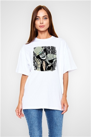 Adicts Baskılı Unisex Beyaz Oversize Tişört