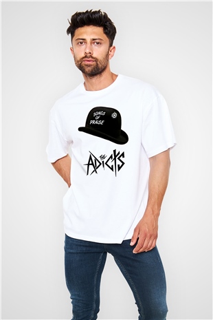 Adicts Baskılı Unisex Beyaz Oversize Tişört