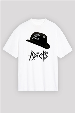 Adicts Baskılı Unisex Beyaz Oversize Tişört