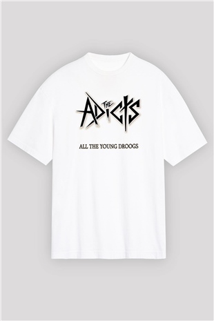 Adicts Baskılı Unisex Beyaz Oversize Tişört