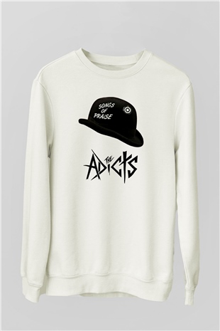 Adicts Baskılı Unisex Beyaz Sweatshirt