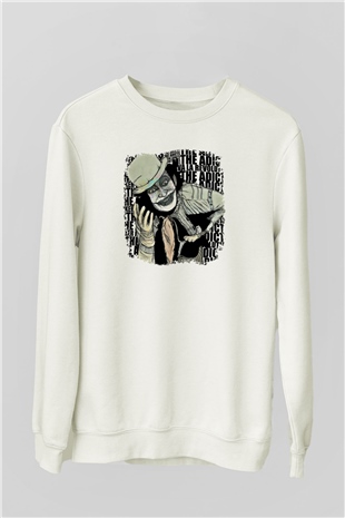 Adicts Baskılı Unisex Beyaz Sweatshirt