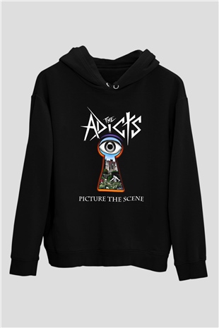 Adicts Baskılı Unisex Siyah Hoodie