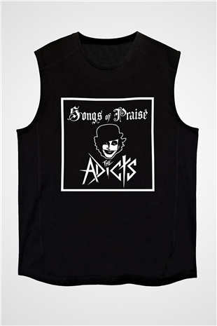 Adicts Baskılı Unisex Siyah Kolsuz Tişört