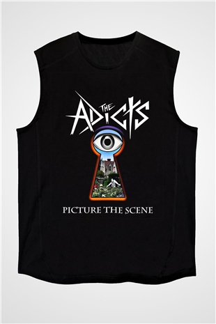 Adicts Baskılı Unisex Siyah Kolsuz Tişört