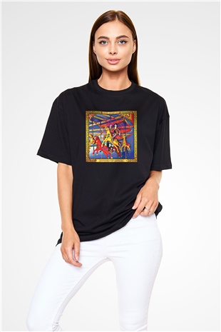 Adicts Baskılı Unisex Siyah Oversize Tişört