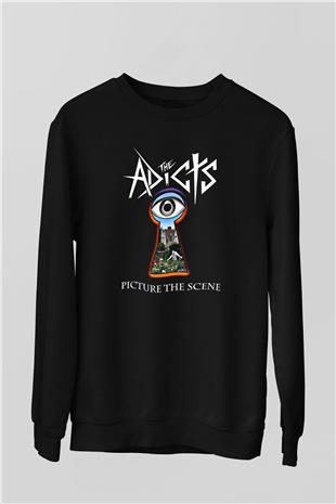 Adicts Baskılı Unisex Siyah Sweatshirt