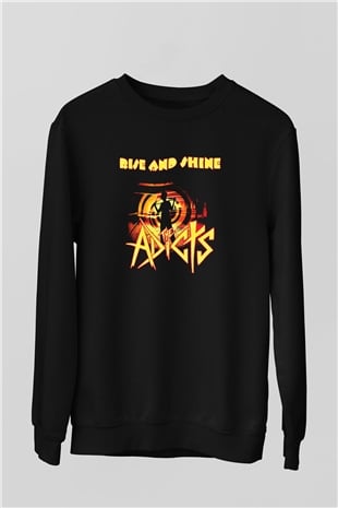 Adicts Baskılı Unisex Siyah Sweatshirt