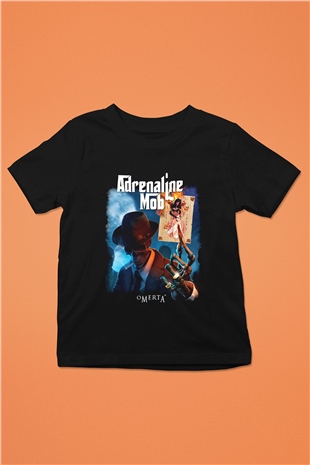 Adrenaline Mob Baskılı Siyah Unisex Çocuk Tişört