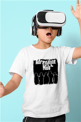 Adrenaline Mob Baskılı Unisex Beyaz Çocuk Tişört
