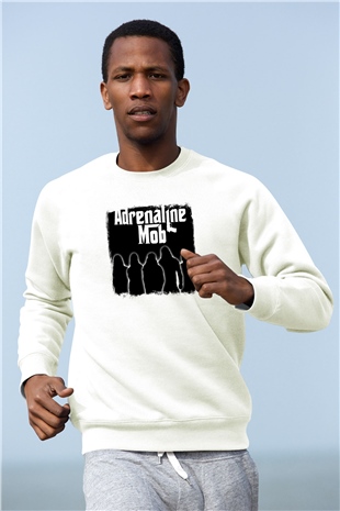 Adrenaline Mob Baskılı Unisex Beyaz Sweatshirt