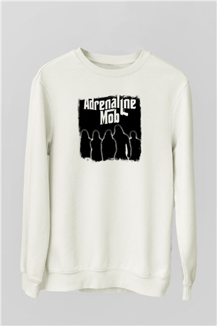Adrenaline Mob Baskılı Unisex Beyaz Sweatshirt