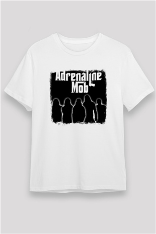 Adrenaline Mob Baskılı Unisex Beyaz Tişört