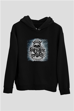 Adrenaline Mob Baskılı Unisex Siyah Hoodie