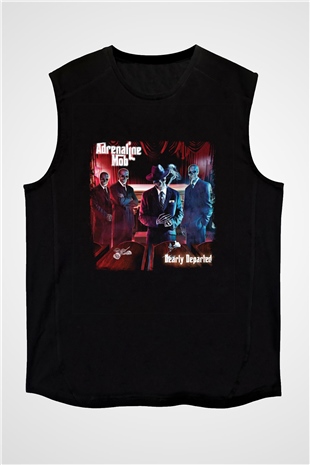 Adrenaline Mob Baskılı Unisex Siyah Kolsuz Tişört
