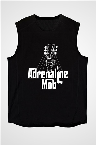 Adrenaline Mob Baskılı Unisex Siyah Kolsuz Tişört
