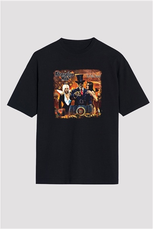 Adrenaline Mob Baskılı Unisex Siyah Oversize Tişört