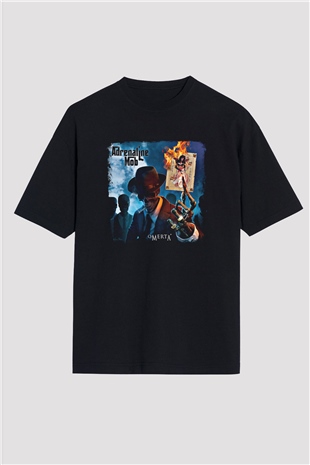Adrenaline Mob Baskılı Unisex Siyah Oversize Tişört