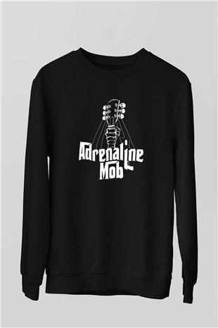 Adrenaline Mob Baskılı Unisex Siyah Sweatshirt