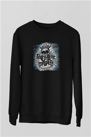 Adrenaline Mob Baskılı Unisex Siyah Sweatshirt