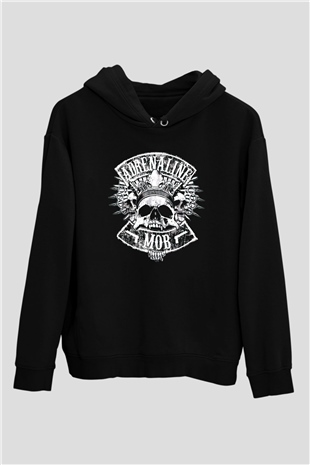 Adrenaline Mob Siyah Unisex Kapüşonlu Sweatshirt