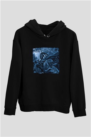 Aeon Baskılı Unisex Siyah Hoodie